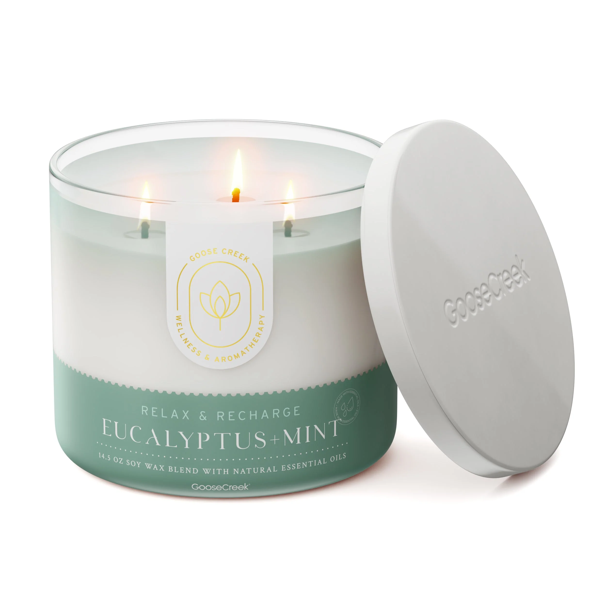 Eucalyptus & Mint Aromatherapy 3-Wick Candle - Image 3