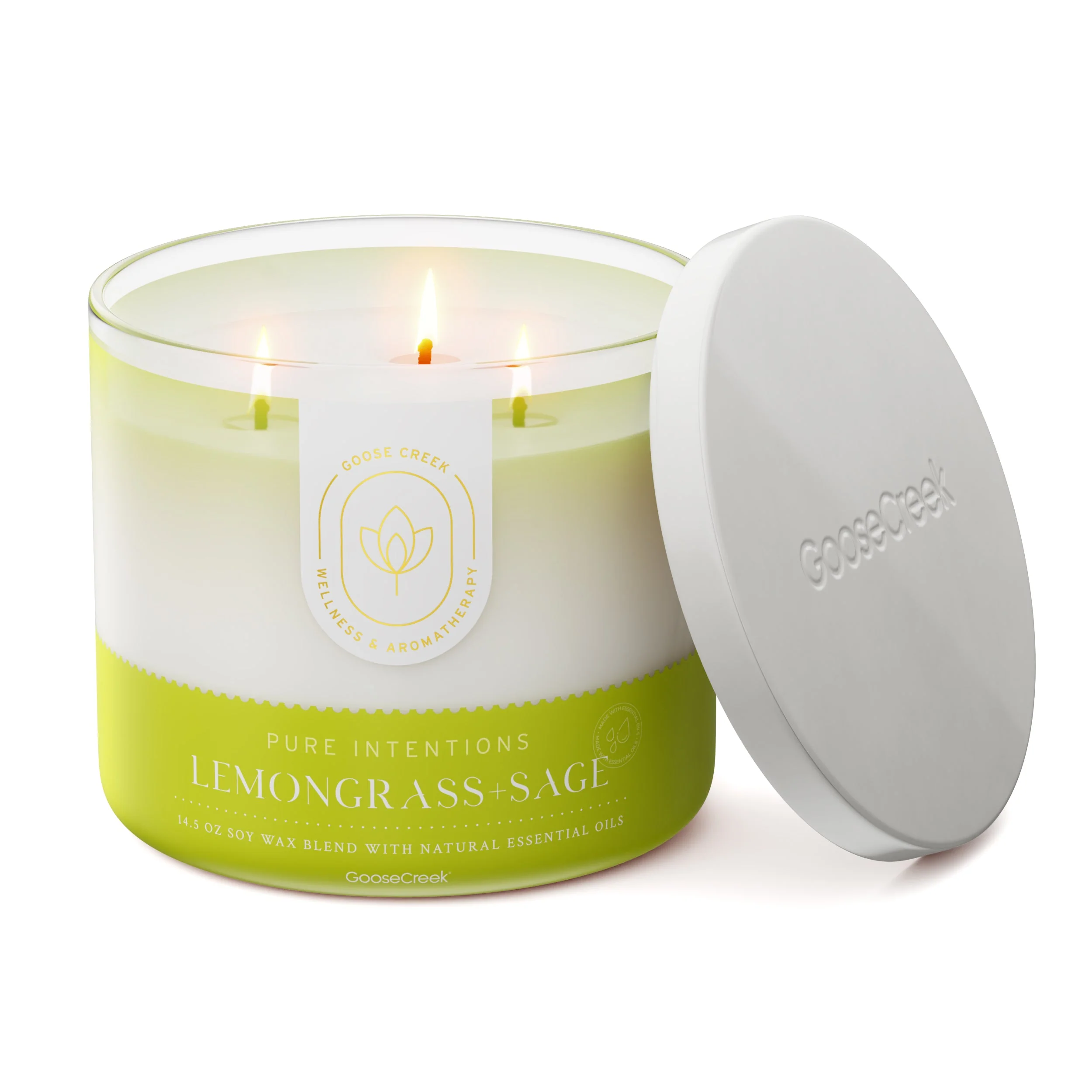 Lemongrass & Sage Aromatherapy 3-Wick Candle - Image 3